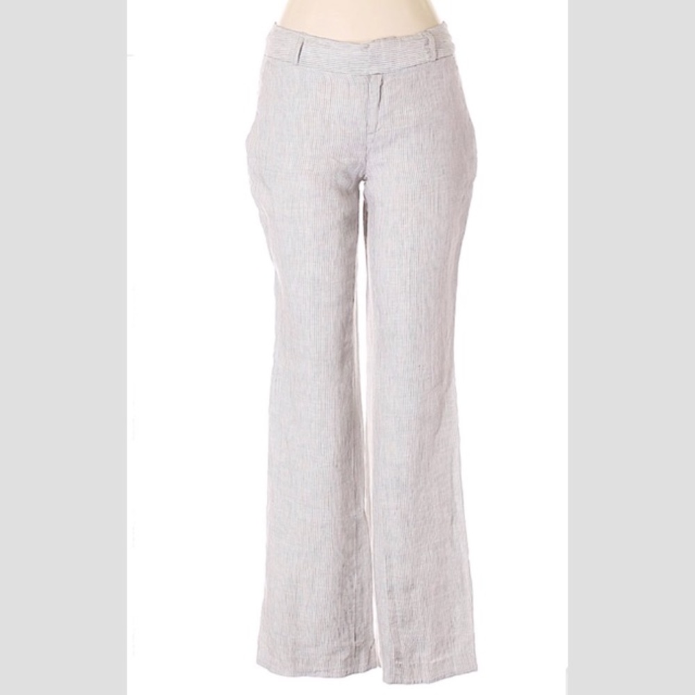 Banana Republic Gray & White Striped Linen Trouser